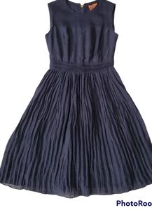 Tory Burch Navy Hildy Linen Silk Blend Dress